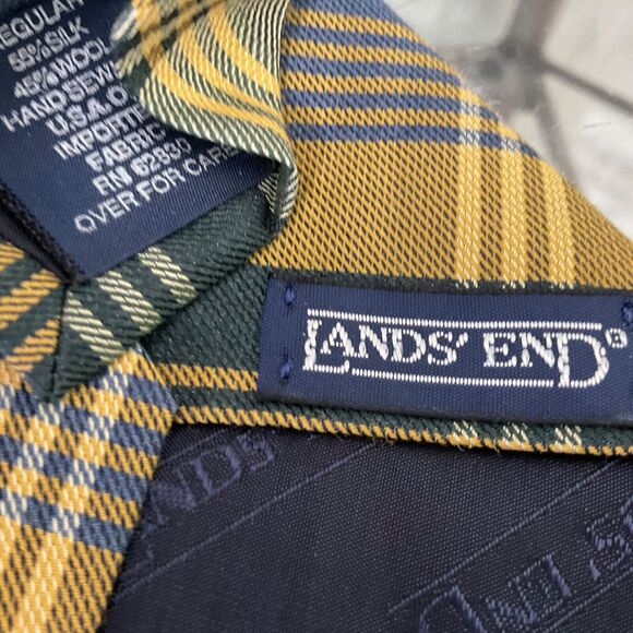 Lands' End Men's Silk paisley /silk wool plaid Ties Lot Of 2 Handsewn in USA - Picture 2 of 15